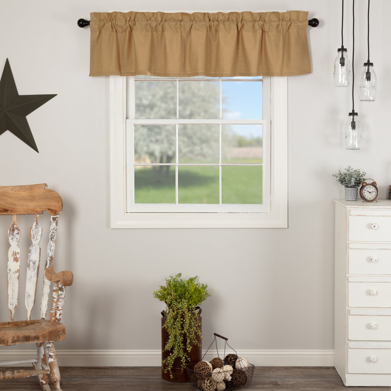 Rucker Cotton Blend Tailored Window Valance, 72" W x 16" L, Khaki