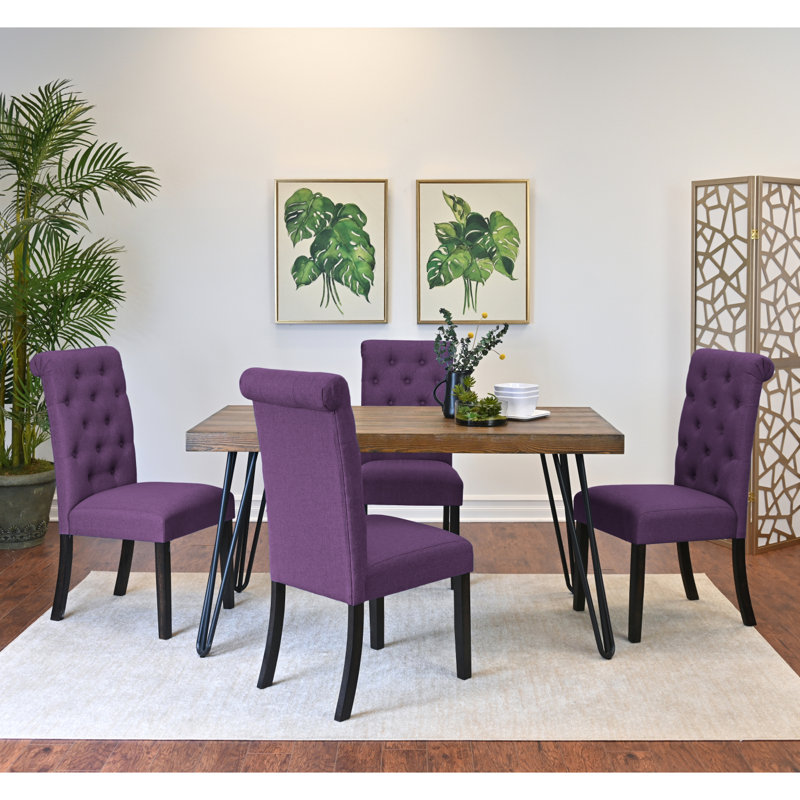 Ensemble de salle à manger Ashd, table à manger en épingle à cheveux avec chaises, options, 5 pièces: table, 4 chaises, Mauve