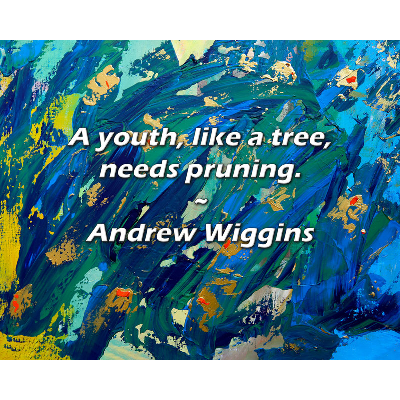Citation artistique «Un jeune, comme un arbre, a besoin d'être taillé.» Toile tendue par Andrew Wiggins Gallery