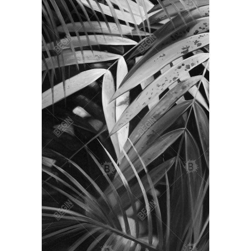 Monochrome tropicals leaves Bath Mat with Non-Slip Backing - Quick Dry Memory Foam Bathroom Rug - Absorbent - Modern Plush Spa-Style - Machine Washable