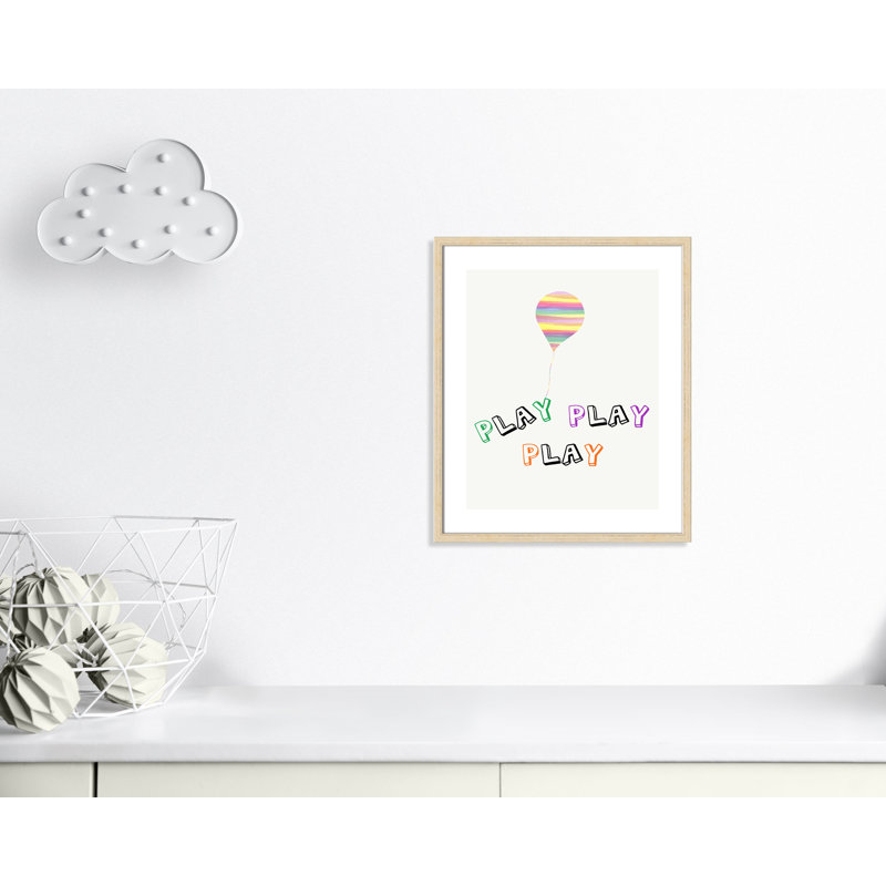 Play Play Play, impression sur papier, H 24,5 po x l 20,5 po x P 1,18 po, Encadré de boîte beige