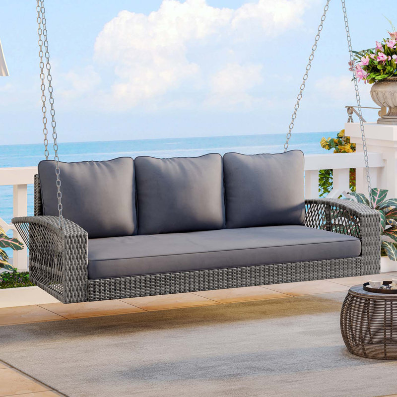 Balançoire extérieure durable avec coussins confortables pour se détendre et socialiser, Coussin gris / cadre gris
