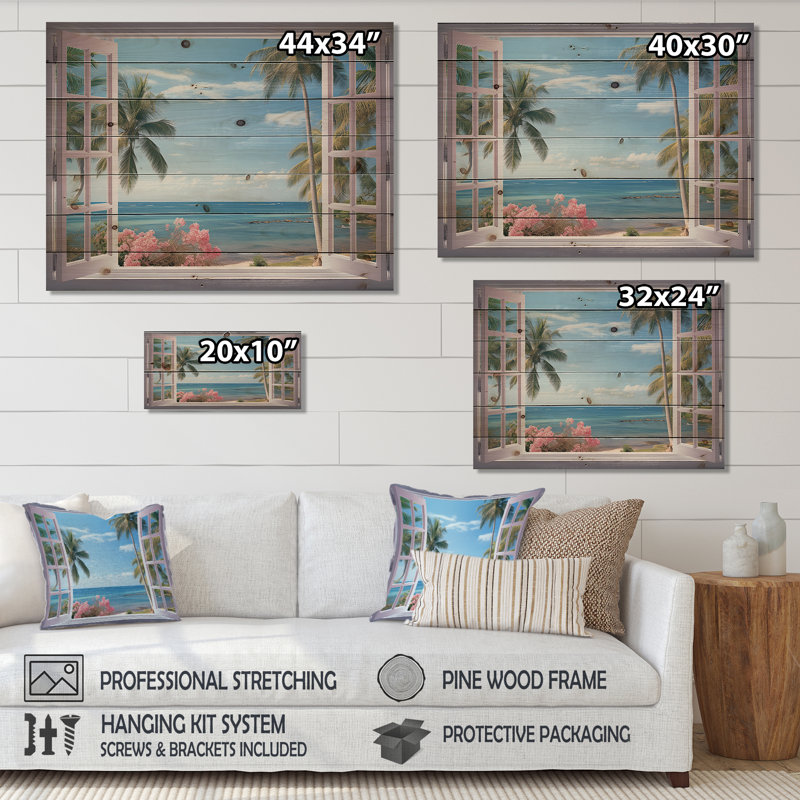 Rehkop - Panneaux de décoration murale en bois bord de mer, H 30 po x l 40 po