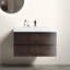 Meuble-lavabo de salle de bain en noyer 36 po - Lavabo, rangement maximum, lisse, poignée, noyer flottant moderne, grand silencieux,
