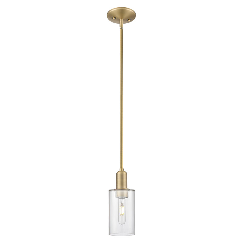 Arcadia - Alyssha - 1 Light 4" Stem Hung Mini Pendant, Brushed Brass, Clear