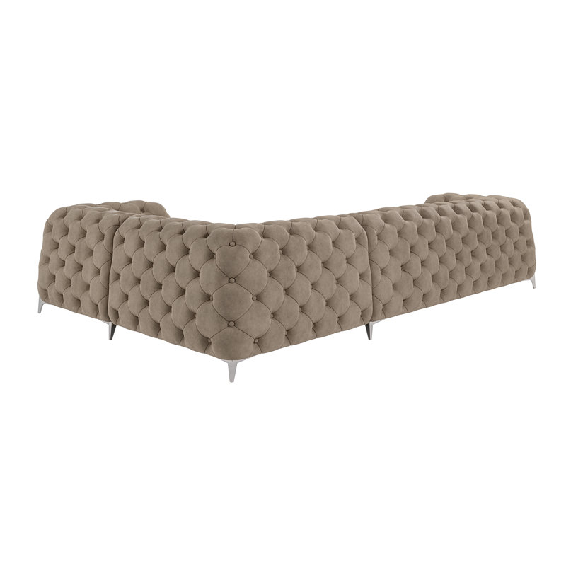 Juneri Chesterfield Corner Sofa, Cream, Right Hand Facing
