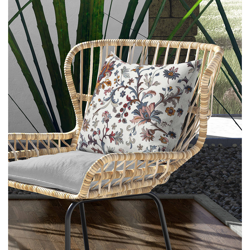 Coussin floral intérieur / extérieur Naqash, Carré 20 po