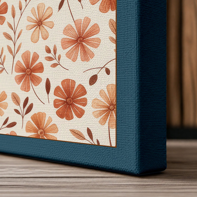 Scattered Warmth Botanical - Wrapped Canvas, 24x16 - 61.0 x 40.6 cm, Teal Border