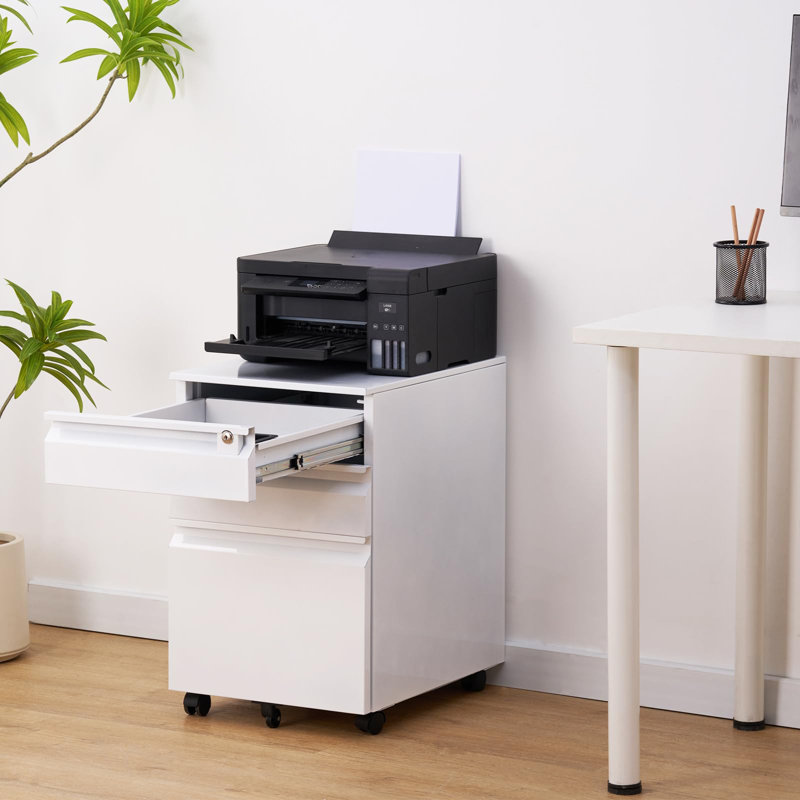 Classeur mobile verrouillable à 3 tiroirs en acier avec roulette anti-basculement, rangement sous le bureau pour documents de format lettre, légal et A4 pour le bureau personnel (non assemblé)