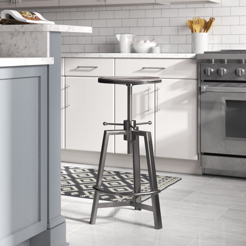 Chino Adjustable Height Counter Stool with Metal Frame, Grey