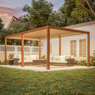 LED Adjustable Aluminum Pergola with Louvers with Lights for Patio