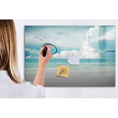 Magnetic Memo Board Whiteboard - 90 x 60 cm - With Marker and Magnets - Landscape sea