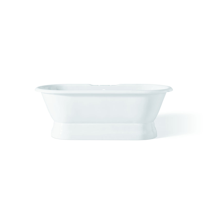 Regal 68'' L Soaking Bathtub, Cast Iron Pedestal Base, White Interior with White Exterior