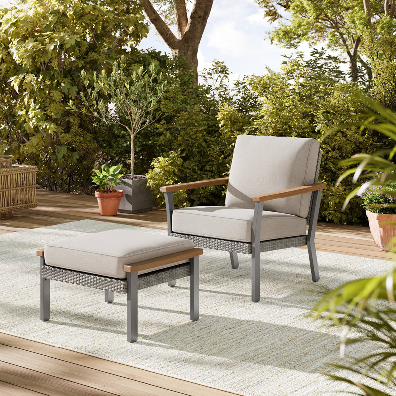 Ensemble de patio 2 pièces, 1 fauteuil, 1 repose-pieds