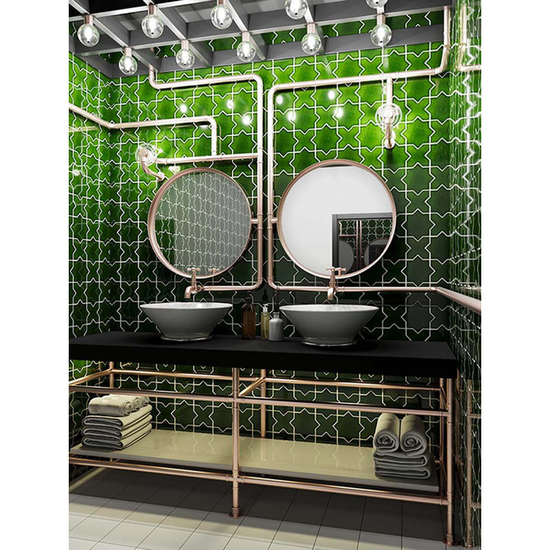 Siena 5.35'' W x 5.35'' L Ceramic Singular Tile, Dark Green