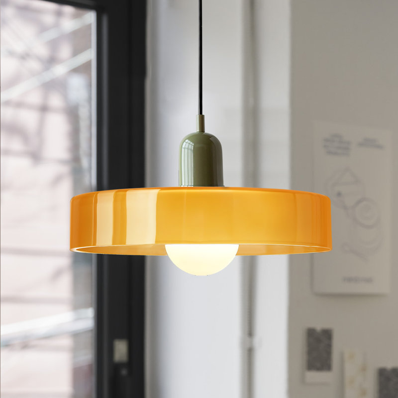 Luminaire suspendu 0 lumière, Vert, Orange, H 8,66 po x l 13,78 po x P 13,78 po