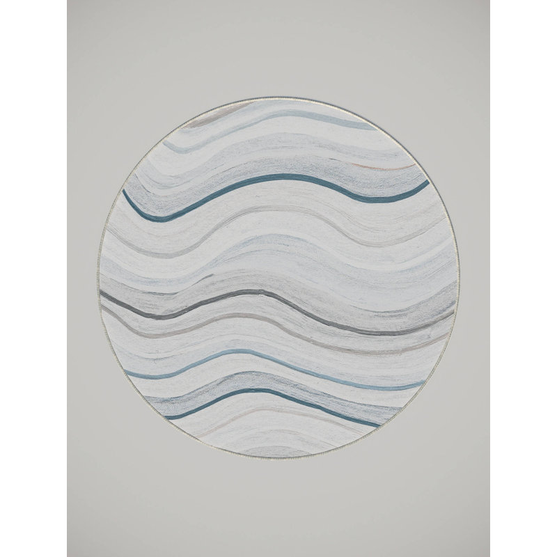 Equan Washable Abstract Indoor Rug, Round 3'