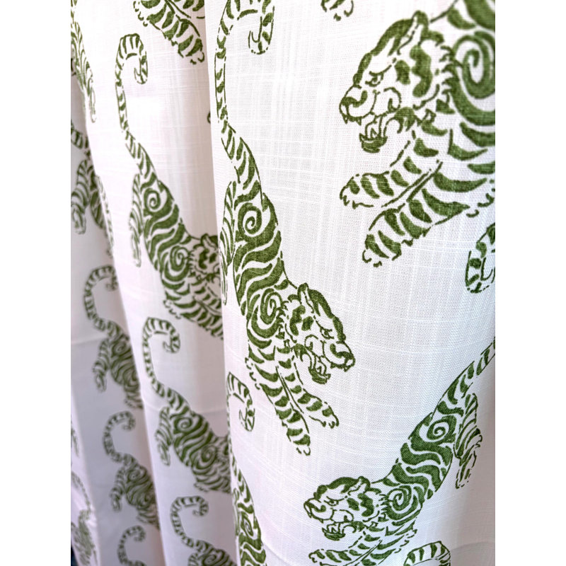Rideaux à imprimé tigré vert et blanc, L 50 po x L 120 po