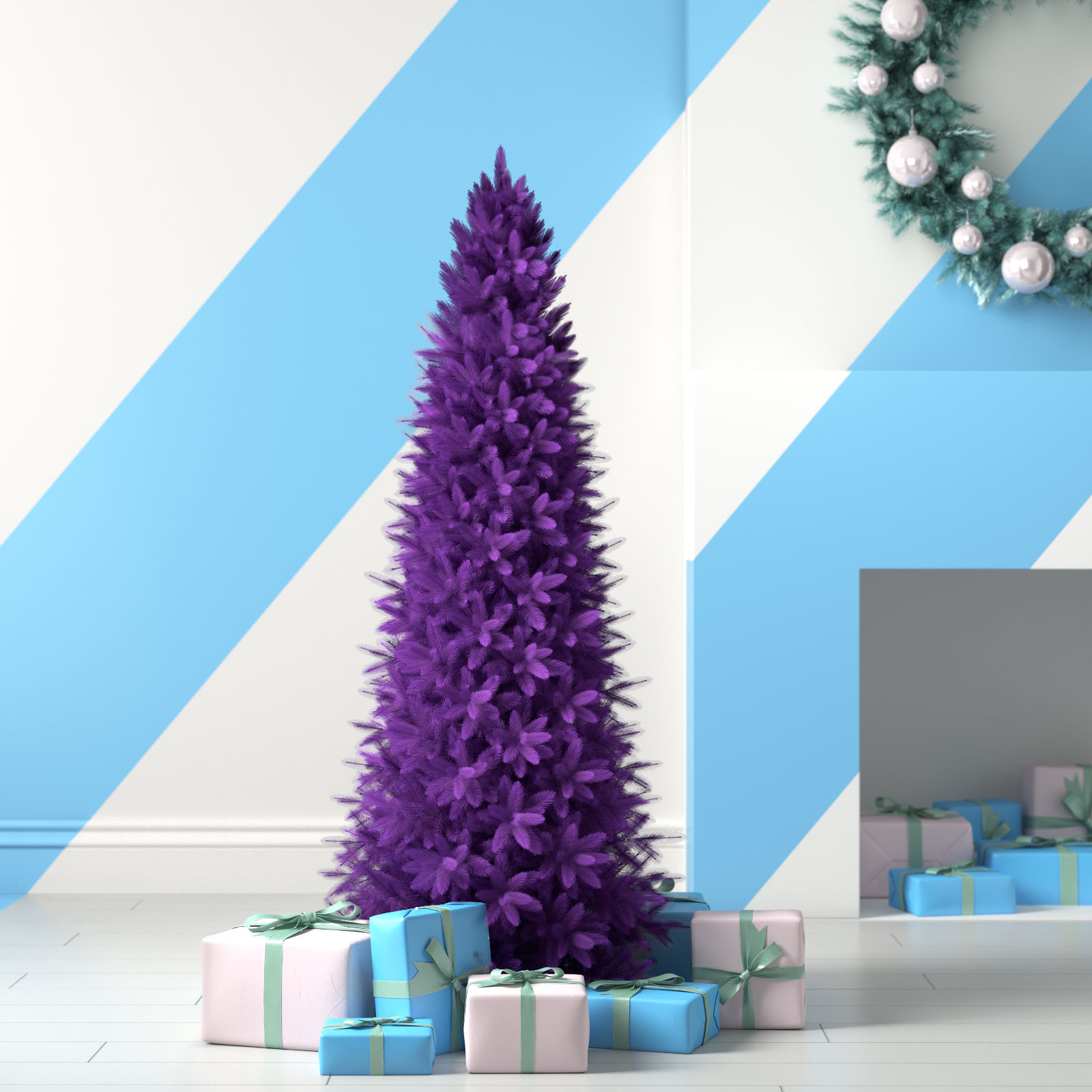 Purple Hues and Me: Purple Flocked Slim Christmas Tree