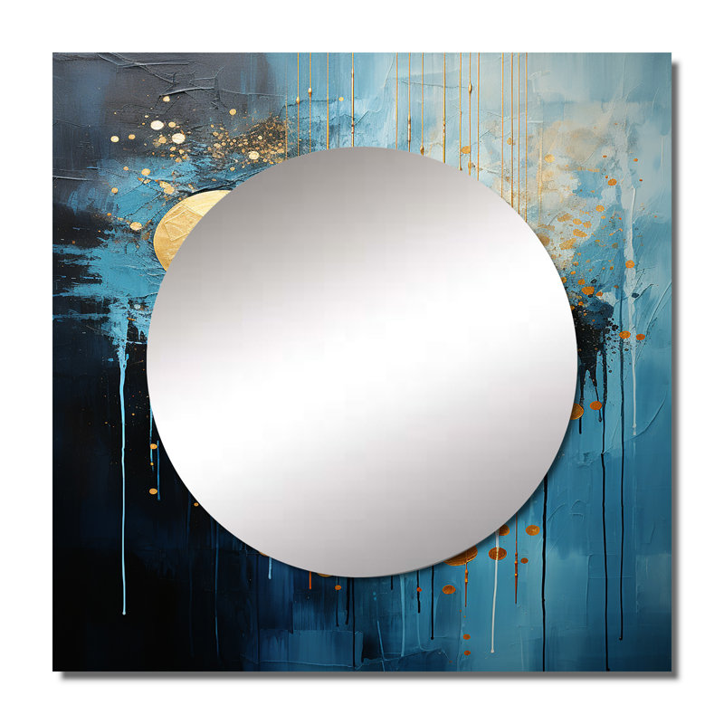 Lentha - miroir mural carré lune pour salle de bain, 23 po x 23 po