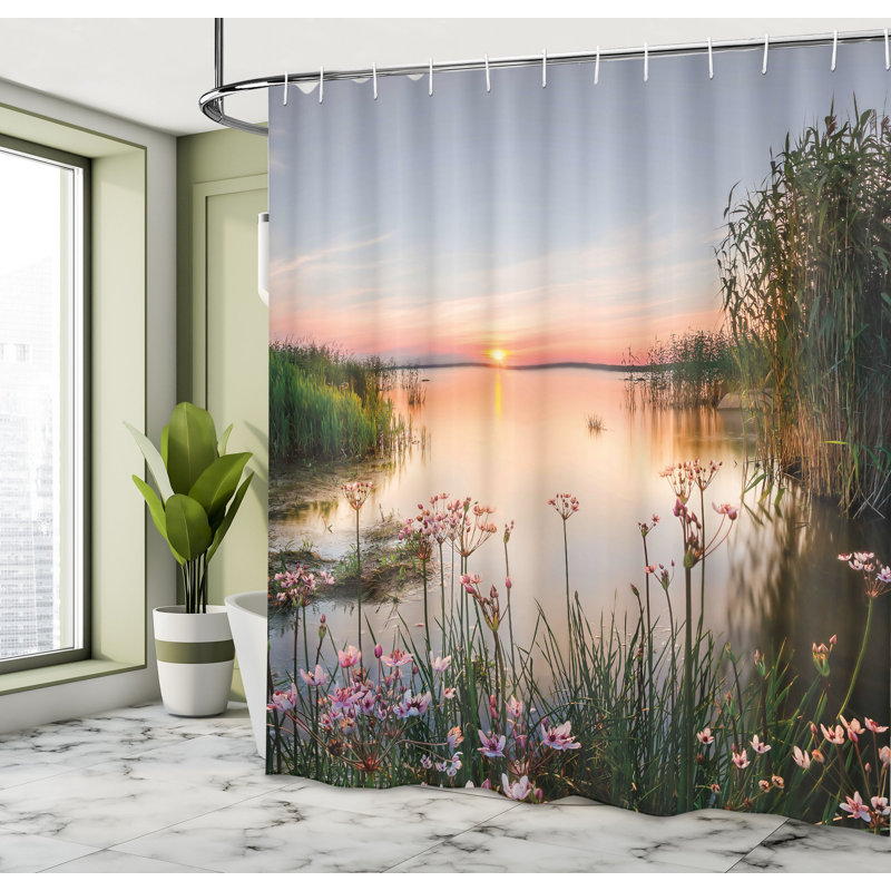 Shower Curtain with Hooks Included, 70" H x 69" W
