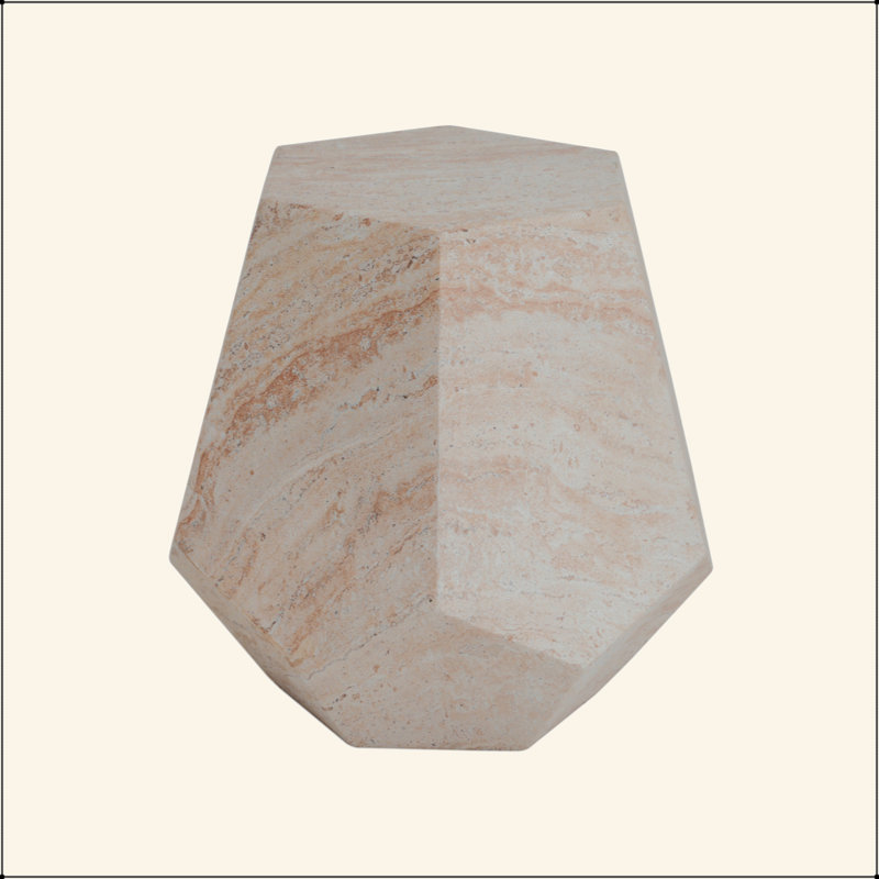 Table d'appoint extérieure / intérieure en béton léger, table d'appoint ronde hexagonale