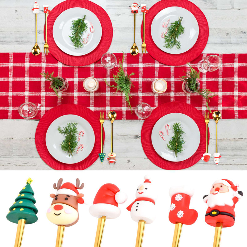 Christmas Spoon Stainless Steel Christmas Tree Tea Spoon Dinner Forks 6" Tableware Gift (Set of 6)