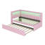 Lit plateforme tapissier rose avec lit gigogne et ceinture à DEL rose-8923948