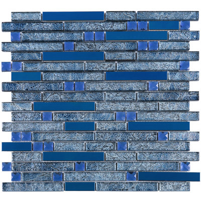 Diamond 11.82 in. x 11.82 in. Interlocking Glossy Glass Mosaic Tile