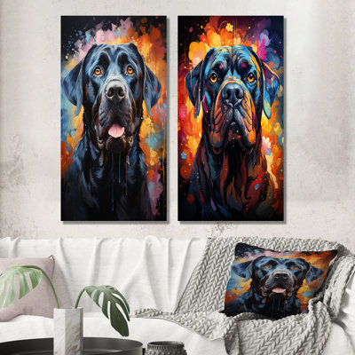 Popart Mastiff Majesty - ensemble de 3 décorations murales chien en métal