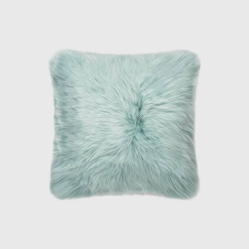 Fieldman Leather Reversible Throw Pillow, 16" x 16", Eggshell Blue