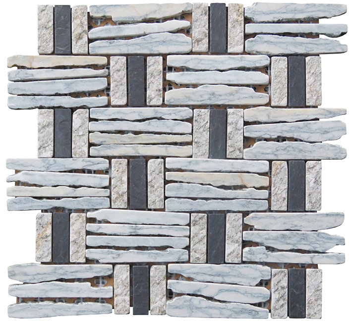 Landscape Wonder 1" x 4" Mosaic Sheet Wall & Floor Tile, Gray/Black/Tan
