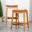 Tabouret de bar 30 po à finition naturelle avec siège en cuir reconstitué - élégant et pratique-2022955602-2022955600