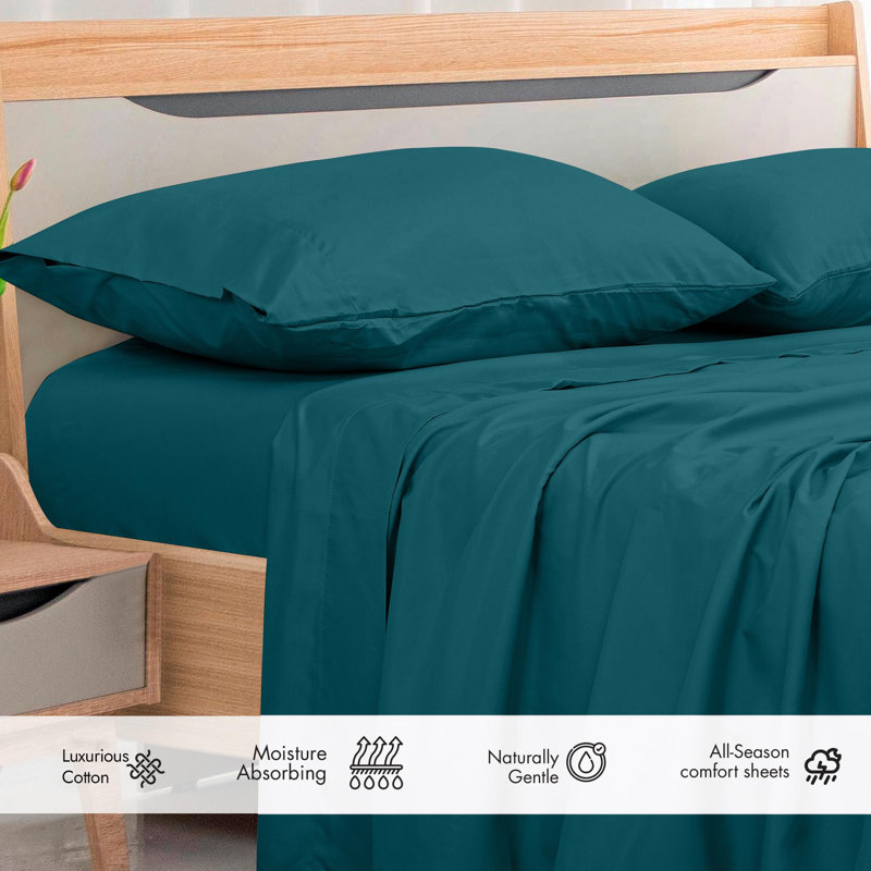 Royale Linens 300 Thread Count 100% Long Staple Combed Cotton Flat Sheet - Super Soft - Top Sheets - Flat Sheet Sold Separately - Breathable, Cool & Crisp Percale Sheets Only