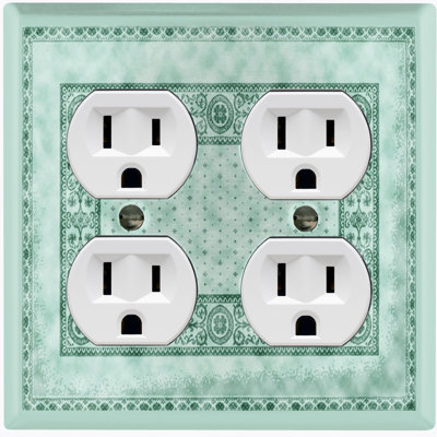 Elegant Green Carpet Rug Print Nature Themed 2 - Gang Toggle Light Switch Standard Wall Plate