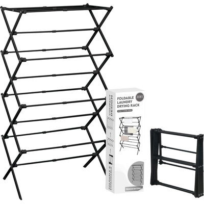 Séchoir à vêtements à 4 niveaux - Séchoir à linge pliable de 4 pieds de hauteur pour l'intérieur et l'extérieur, noir