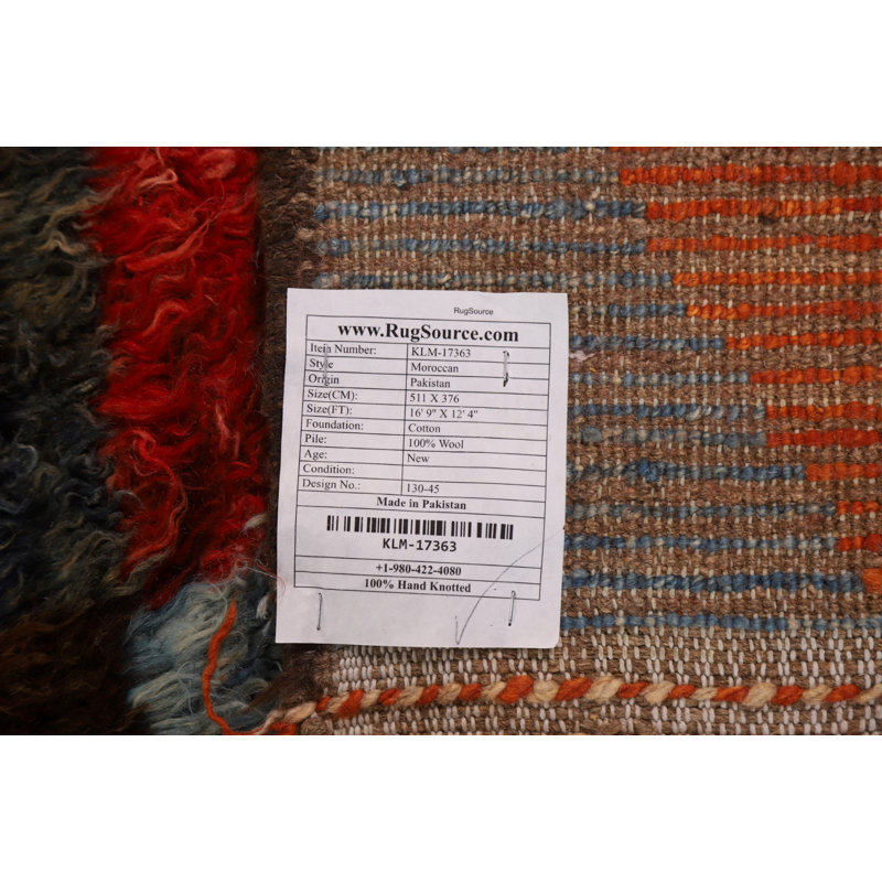 One-of-a-Kind Rectangle 12'4'' X 16'9'' New Age Wool Area Rug in