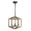 Lustre géométrique à 3 lumières de style bougie avec détails en bois Cadagan-749406107