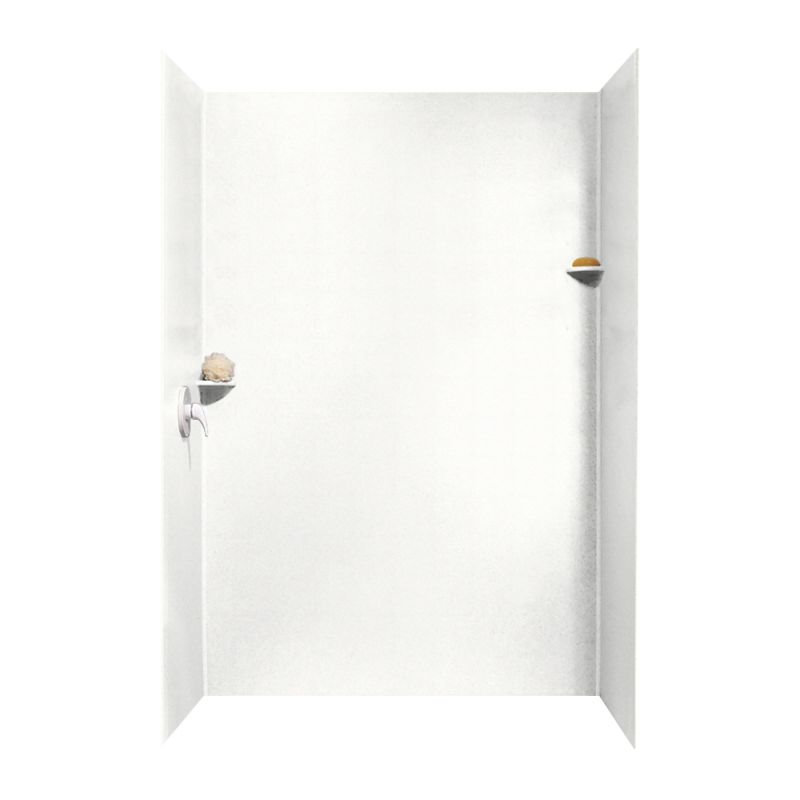 62'' W 36'' D 96'' H Glue Up Solid Surface Wall, Tahiti White