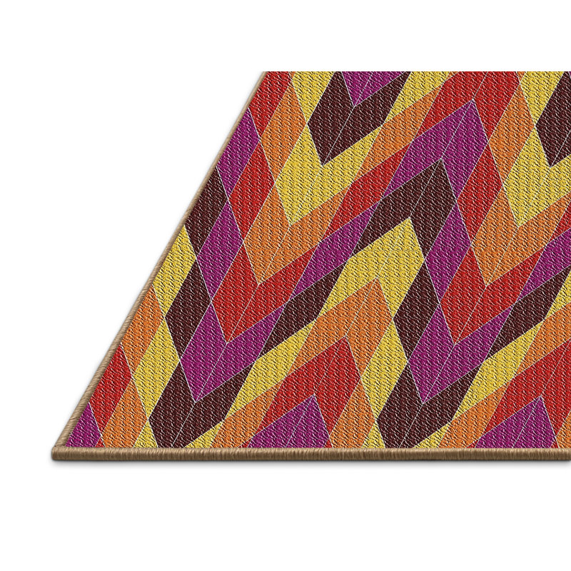 Tapis orange à chevrons Kilgo, Rectangle 2 pi x 5 pi