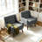 Davey Upholstered Gray Linen Blend Tufted Wide Back Armchair with Solid Wood Leg-1917714911