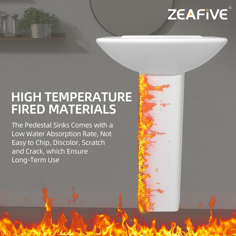 Rectangular Pedestal Bathroom Sink With Overflow