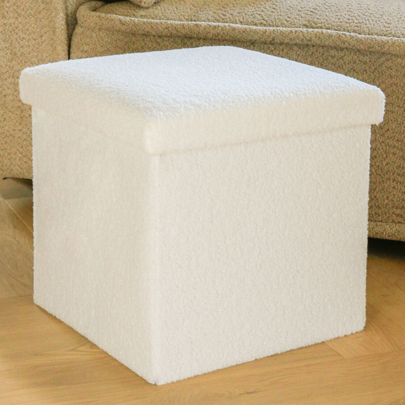  Repose-pieds avec rangement Go-Poufs Knock-Down 15 po x 15 po x 15 po |, Mélange de coton blanc
