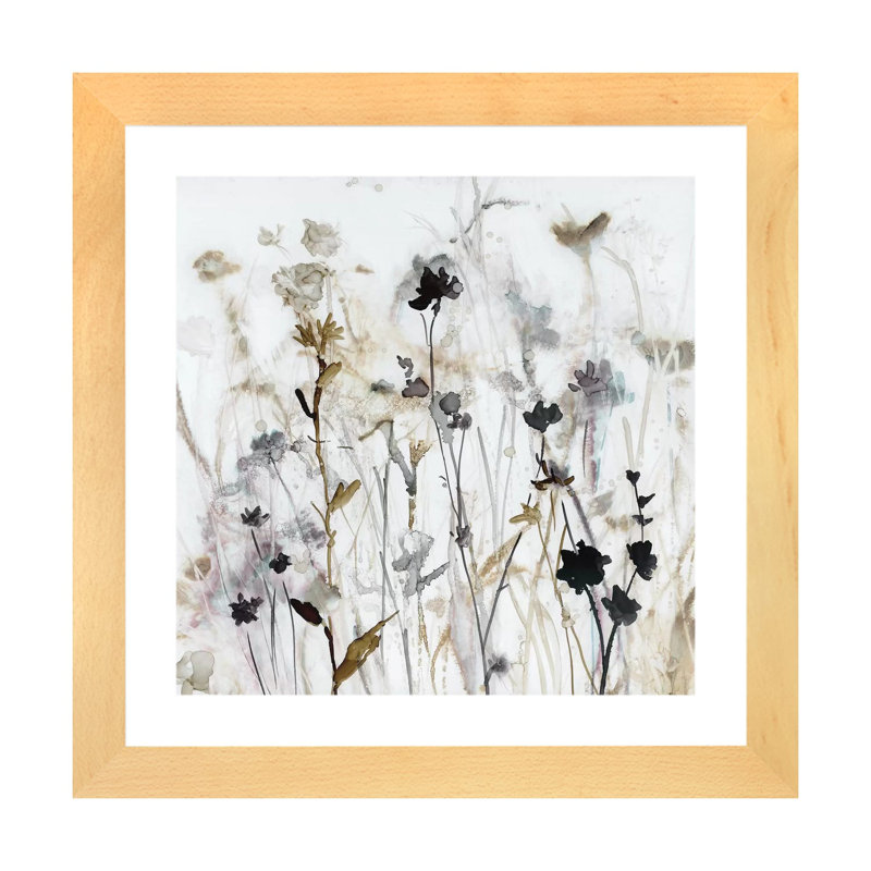 «Wildflower Mist I» par Carol Robinson, reproduction d'art, Papier encadré de bois naturel, H 16 po x l 16 po x P 1 po