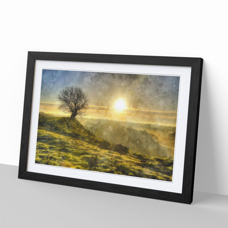 Tree at Sunrise Vol.1 - Picture Frame Graphic Art, 48cm H x 65cm W x 2cm D, Black