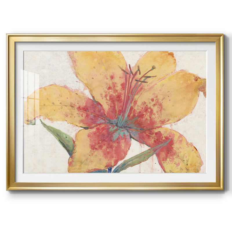 Blooming Lily, reproduction d'art encadrée, Or, H 27 po x l 39 po x P 1,5 po