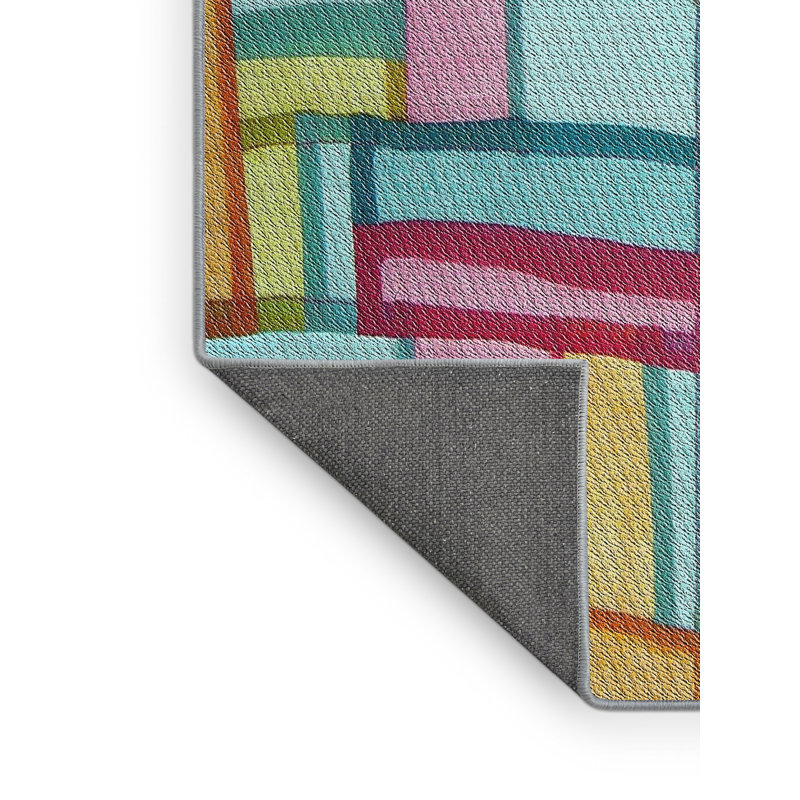 Tapis décoratif bleu sarcelle géométrique, Rectangle 8 pi x 10 pi
