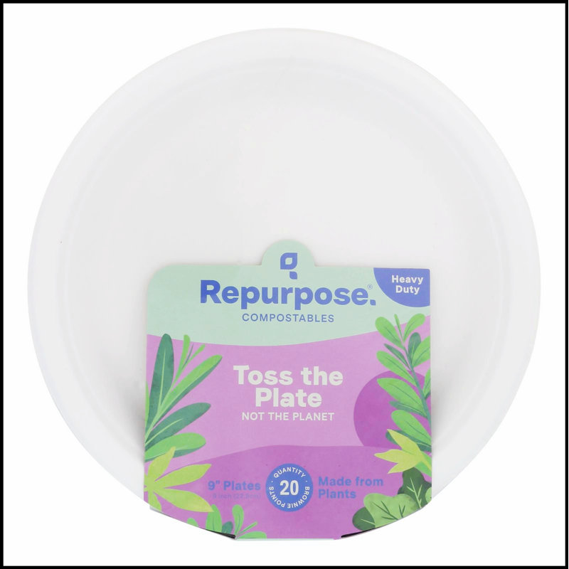 Assiettes de bagasse écologiques compostables - 20 unités par paquet, 12 paquets, sans BPA et matériaux renouvelables