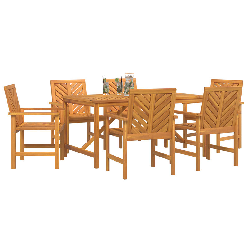  Ensemble de salle à manger de jardin 6 pièces en bois d'acacia massif