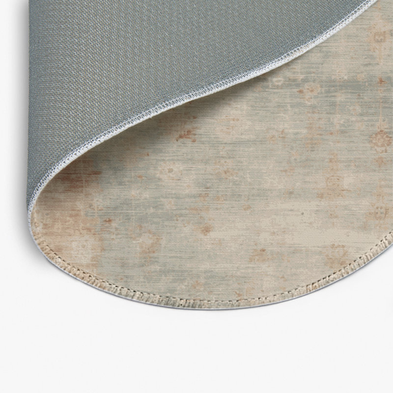 Overdyed Beige Indoor and Outdoor Area Rug, Round 5'